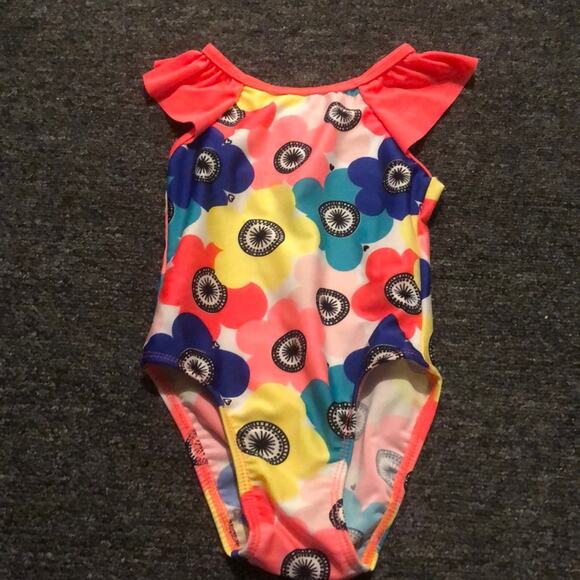 Cat & Jack Brand Girl's size 18 Month Neon Floral Swimsuit One Piece Bright - Picture 1 of 4